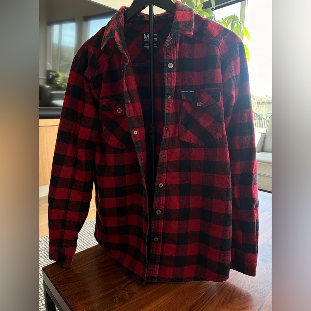 Men's Red & Black Buffalo Plaid Button-Up Jacket